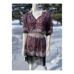 Blue crush BOHO purple fringe dress. Size L